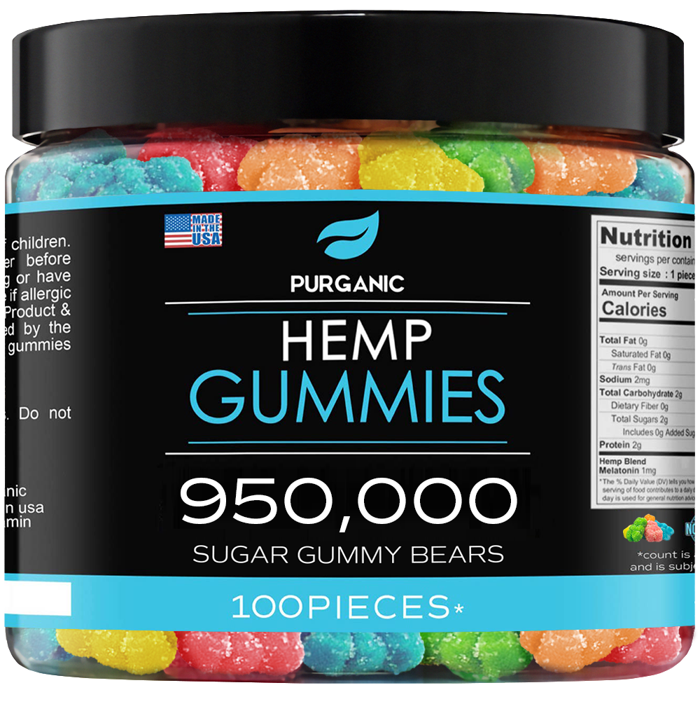 Purganic Sugar Gummy Bears for Stress & Relaxation – 950000 - 100ct