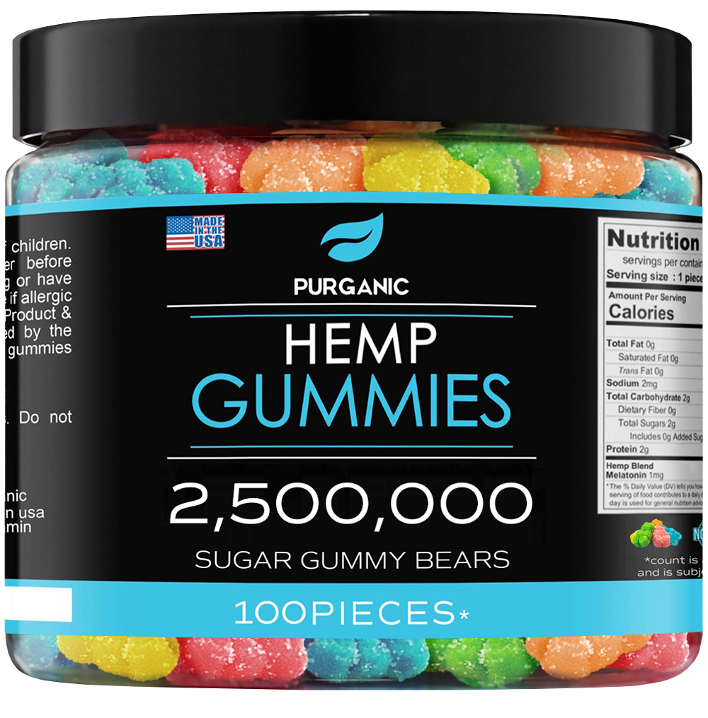 Purganic Sugar Gummy Bears for Stress & Relaxation – 2,500,000 - 100ct