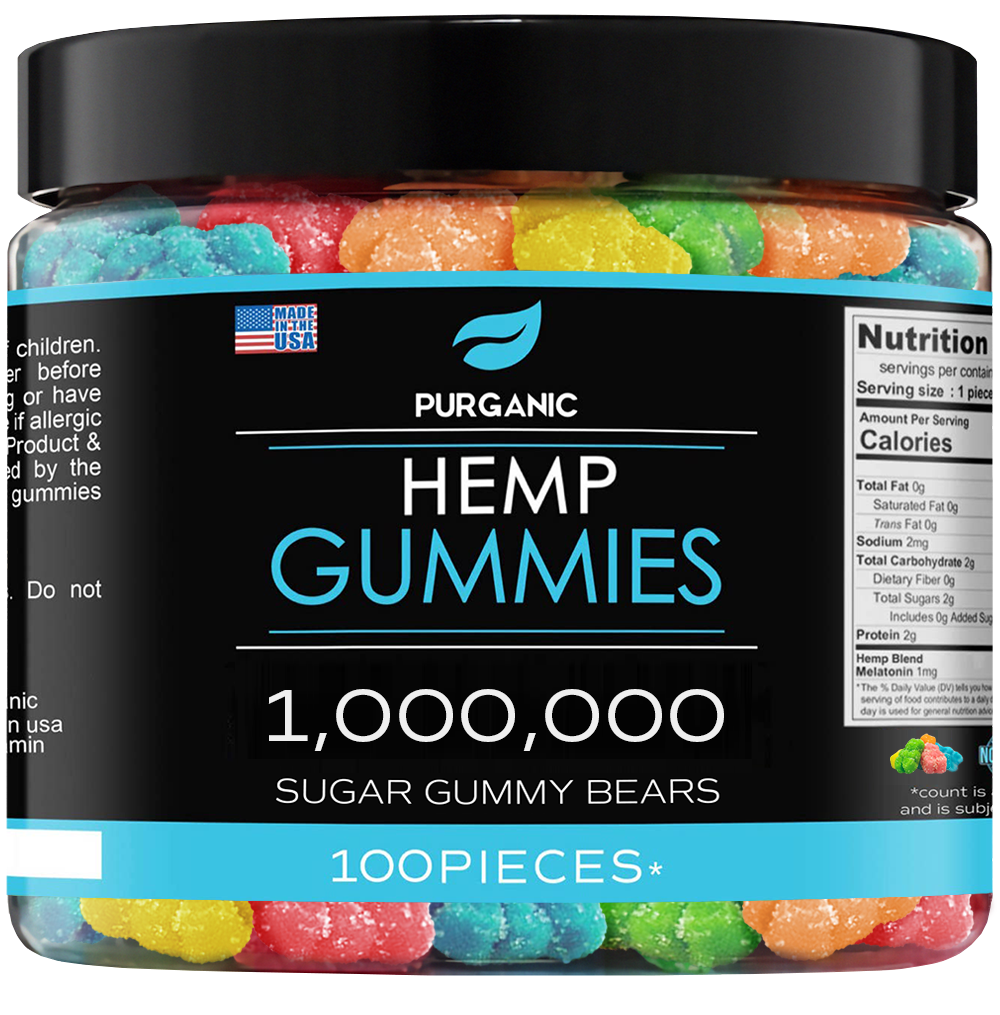 Purganic Sugar Gummy Bears for Stress & Relaxation – 1,000,000 - 100ct